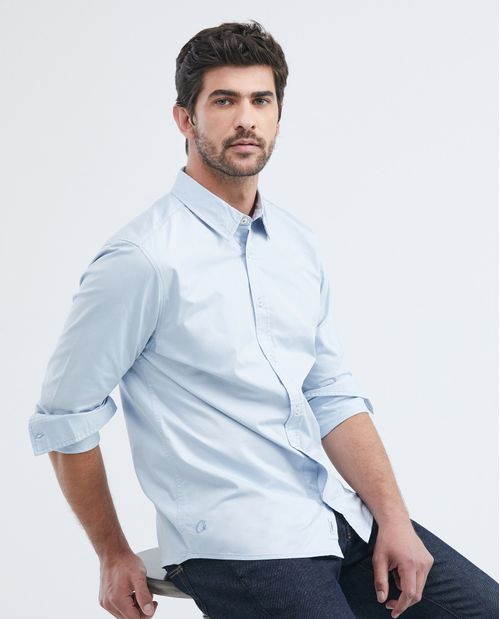 Camisa de Hombre, Slim Fit Manga Larga - Twill 100% Algodón