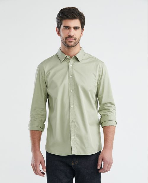 Camisa de Hombre, Slim Fit Manga Larga - Twill 100% Algodón