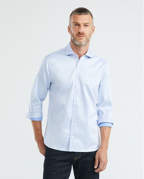 Camisa Premium de Hombre, Slim Fit Manga Larga - Tecnología Twill