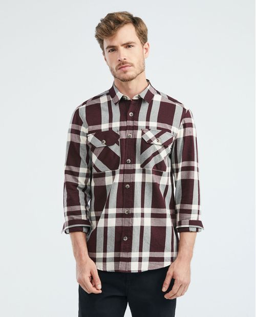 Camisa de Hombre, Classic Fit Manga Larga - Cuadros