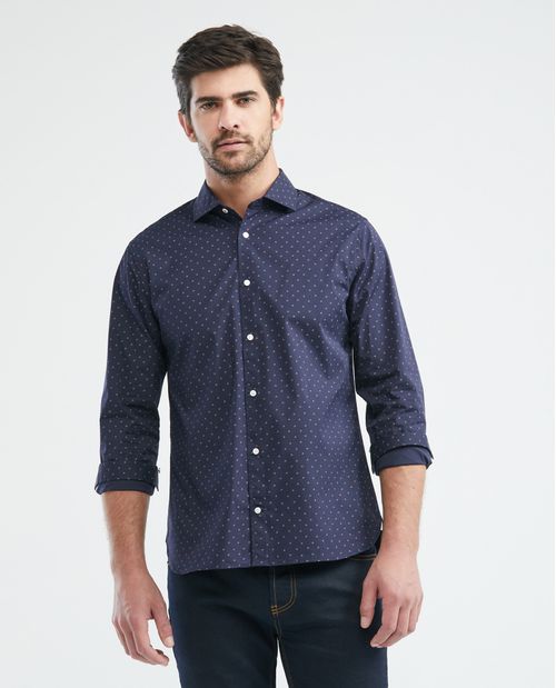 Camisa Premium de Hombre, Slim Fit Manga Larga - Mini Print Coolmax