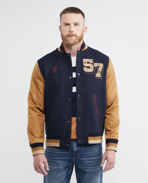 Chaqueta de Hombre, Silueta Bomber - Varsity + Parches