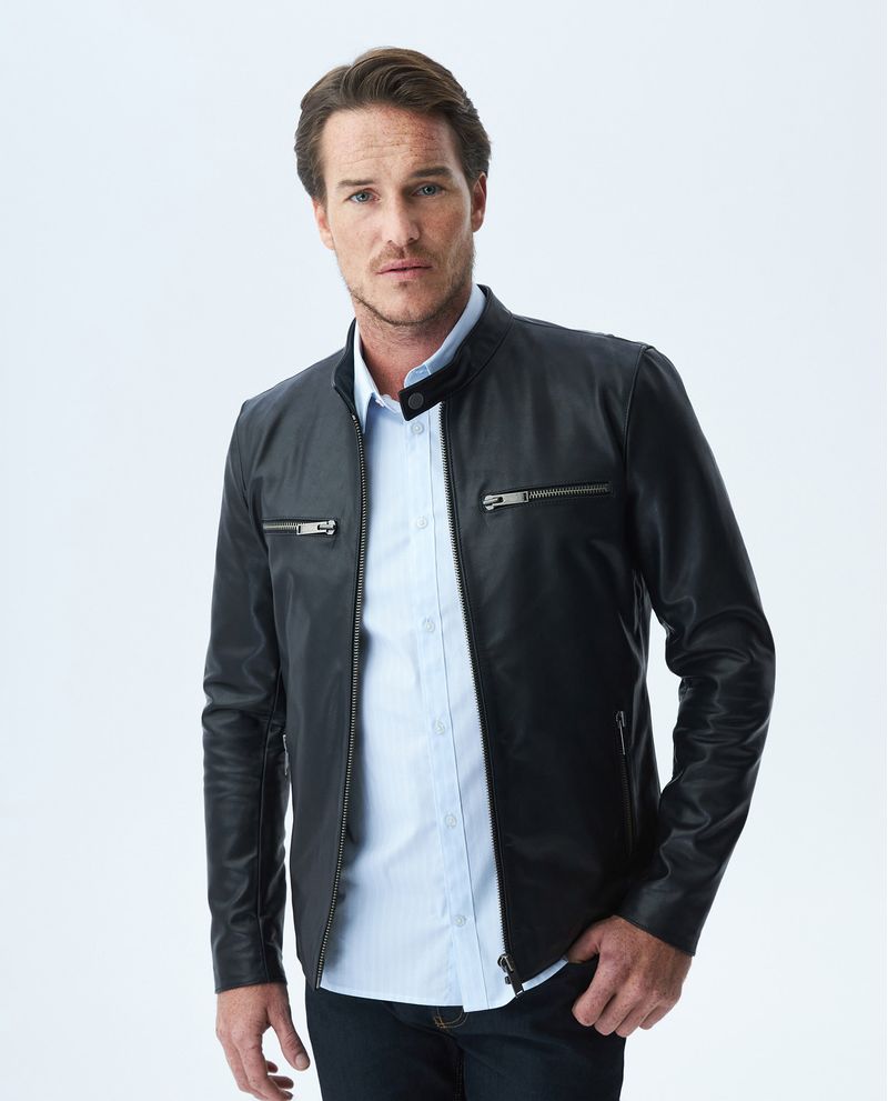 Chaqueta de Hombre en Cuero Tipo Biker Piel de Cordero Compra Online