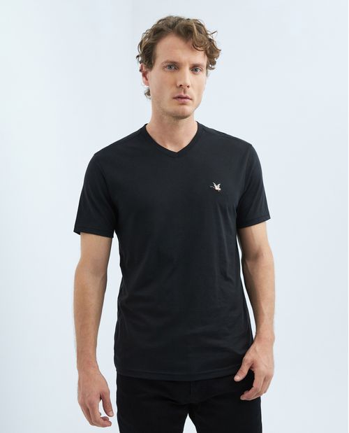Camiseta Básica de Hombre, Slim Fit Cuello en V - Algodón Pima