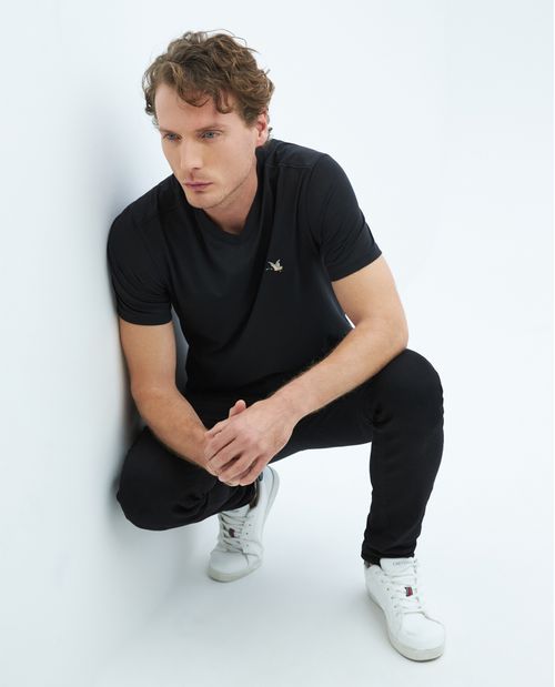 Camiseta Básica de Hombre, Slim Fit Cuello en V - Algodón Pima