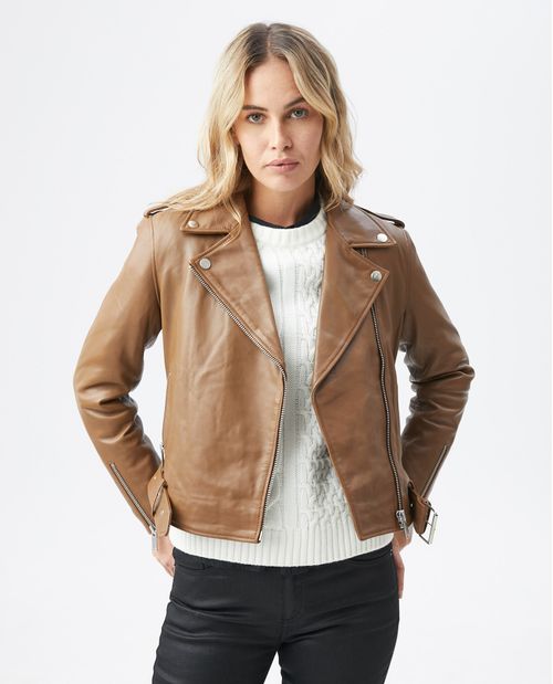 Chaqueta de Mujer en cuero, Silueta Biker