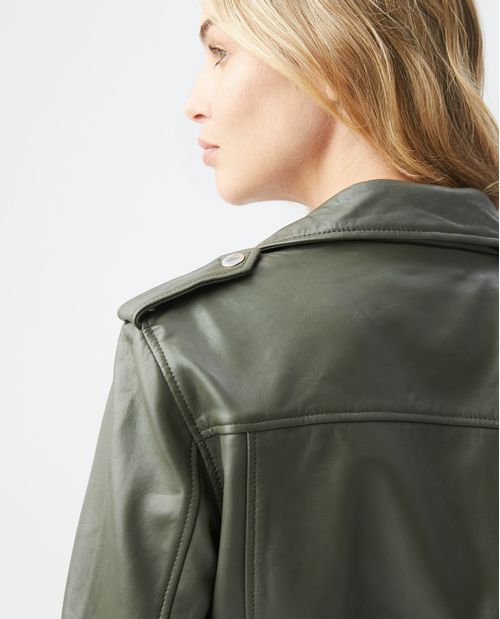Chaqueta de Mujer en cuero, Silueta Biker