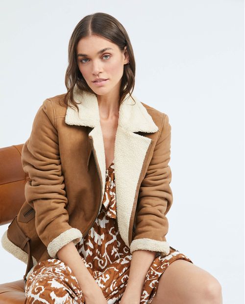 Chaqueta de Mujer Biker con Sherpa