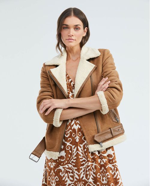 Chaqueta de Mujer Biker con Sherpa