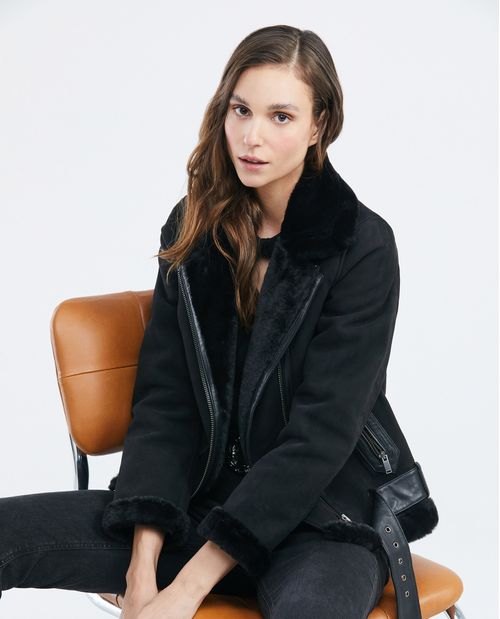Chaqueta de Mujer Biker con Sherpa