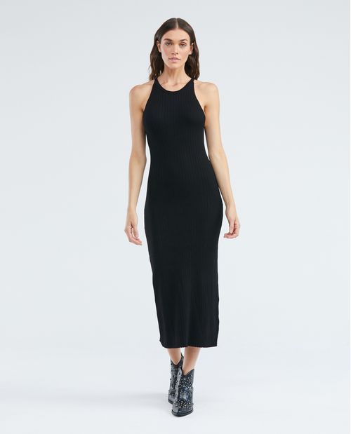 Vestido Tejido, Diseño Tubular Cuello Redondo Manga Sisa - Galga Liviana