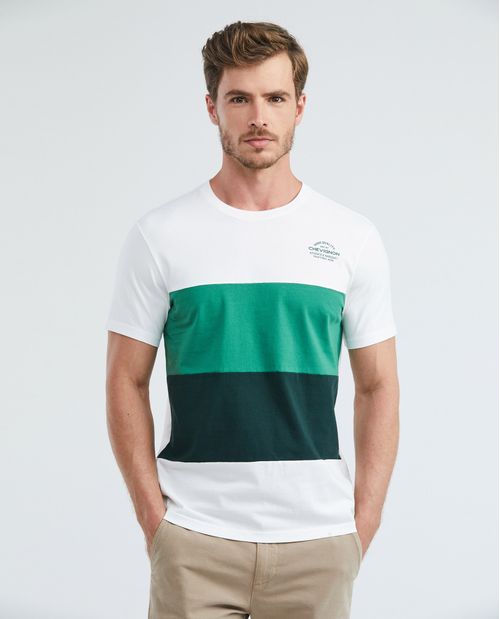 Camiseta de Hombre, Slim Fit Cuello Redondo - Bloques de Color