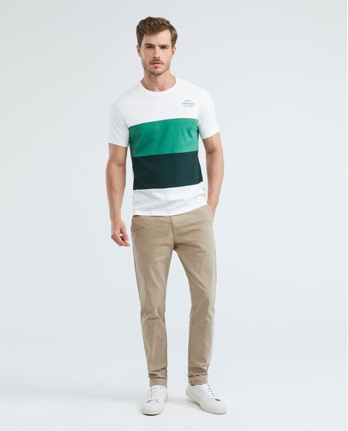 Camiseta de Hombre, Slim Fit Cuello Redondo - Bloques de Color