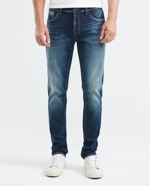 Jean de Hombre Slim Fit, Famous, Bota Slim - Azul Oscuro