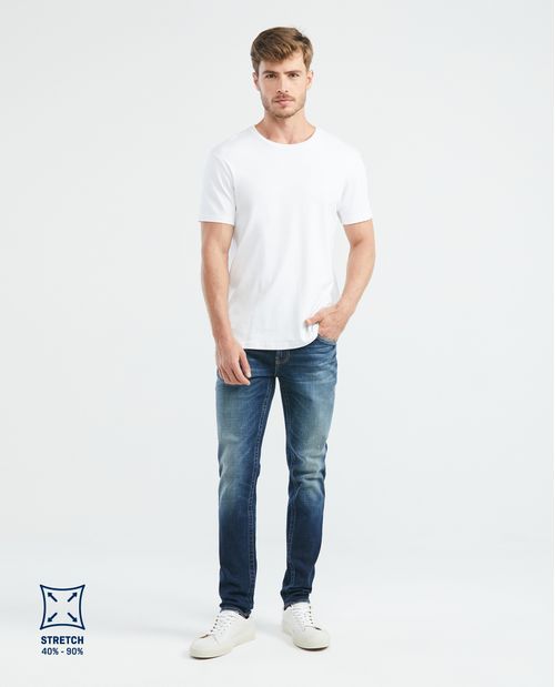 Jean de Hombre Slim Fit, Famous, Bota Slim - Azul Oscuro