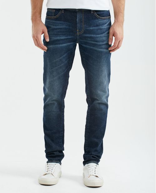 Jean de Hombre Slim Fit, Famous, Bota Slim - Azul Ultra Oscuro