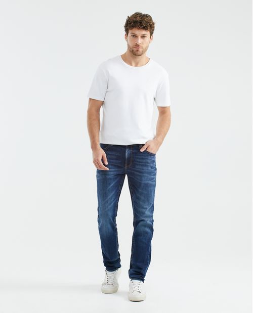 Jean de Hombre Slim Fit, Famous, Bota Slim - Azul Oscuro