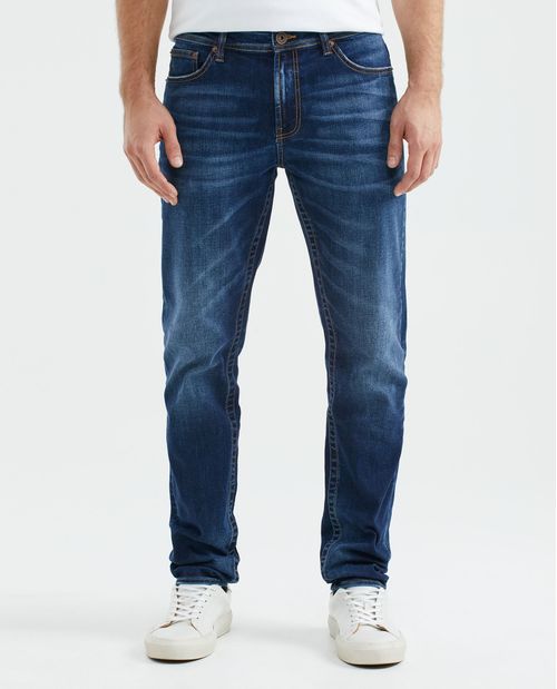 Jean de Hombre Slim Fit, Famous, Bota Slim - Azul Oscuro