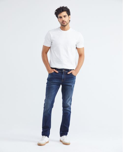 Jean de Hombre Slim Fit, Famous, Bota Slim - Azul Oscuro