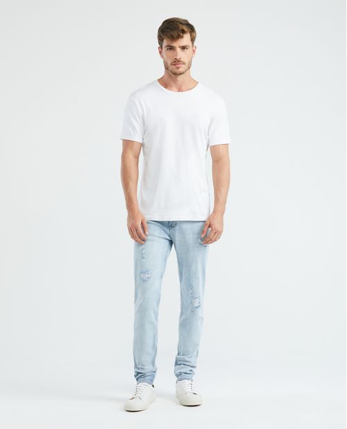 Jean de Hombre Straight Fit, Morrison, Bota Slim - Azul Claro
