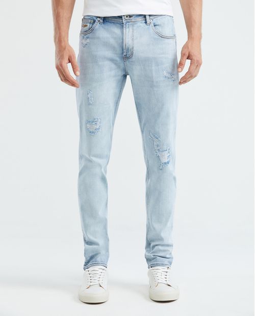 Jean de Hombre Straight Fit, Morrison, Bota Slim - Azul Claro