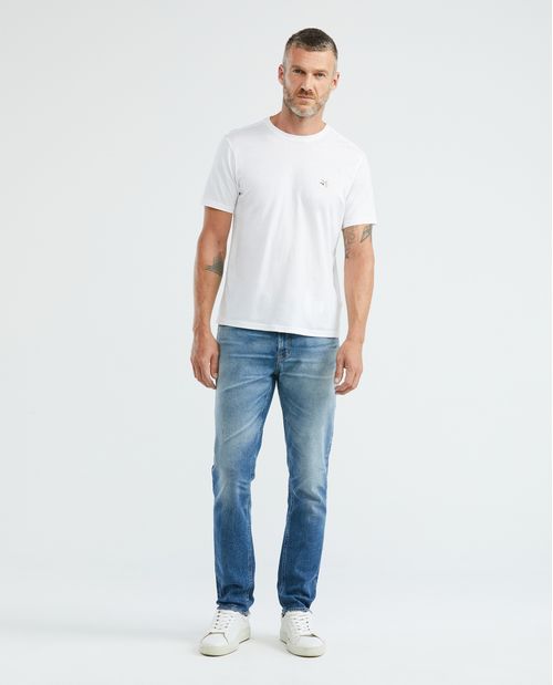 Jean de Hombre Straight Fit, Morrison, Bota Slim - Azul Medio Vintage