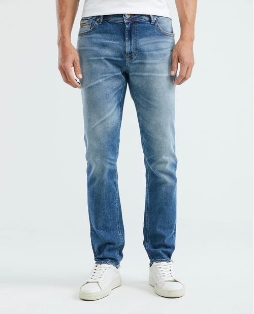 Jean de Hombre Straight Fit, Morrison, Bota Slim - Azul Medio Vintage