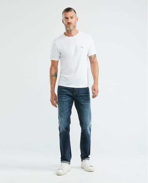 Jean de Hombre Straight Fit, Morrison, Bota Slim - Azul Ultra Oscuro Vintage