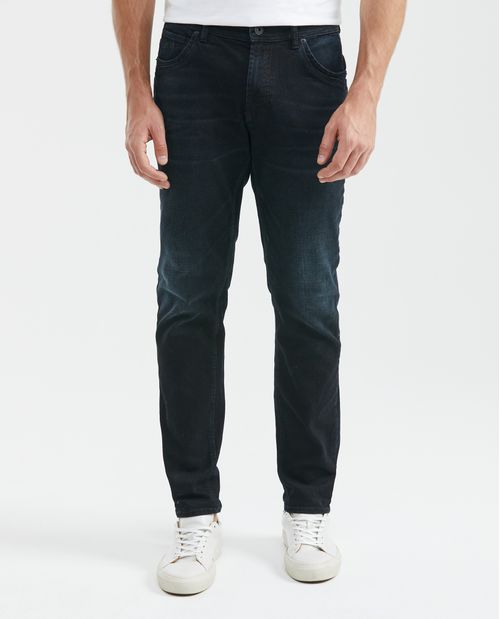 Jean de Hombre Straight Fit, Morrison, Bota Slim - Azul Ultra Oscuro Black & Blue