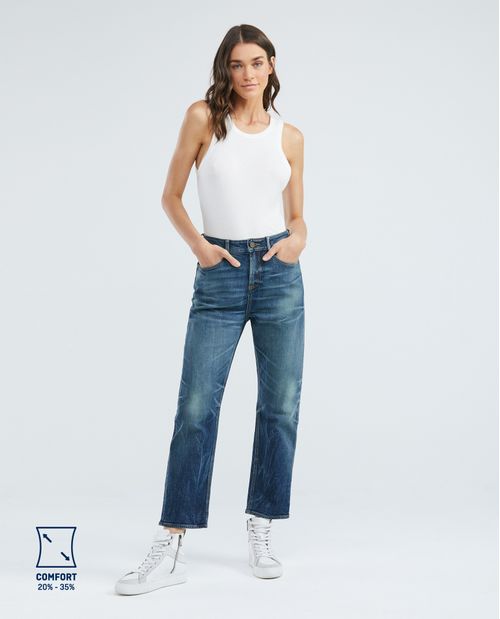 Jean de Mujer Medium Rise, Boyfit, Boot Cut - Heritage Azul Oscuro