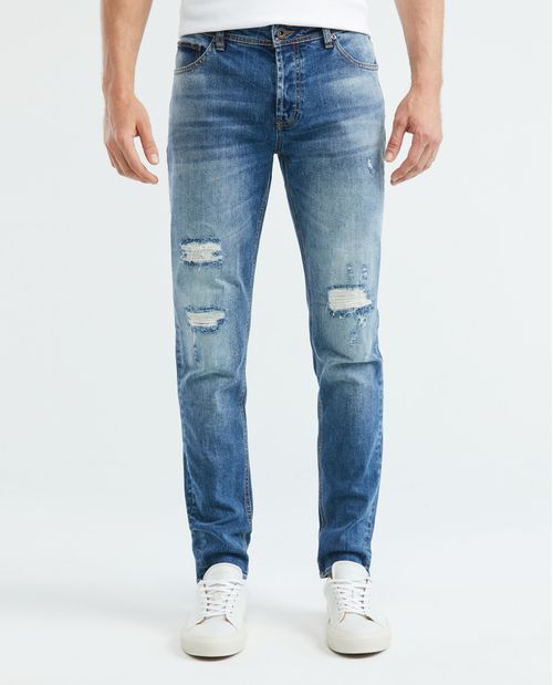 Jean de Hombre Super Slim Fit, Rider, Bota Super Slim - Azul Medio Vintage
