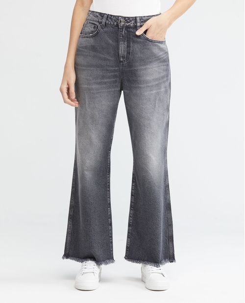Jean de Mujer Wide Leg, Bota Relaxed - Gris Oscuro