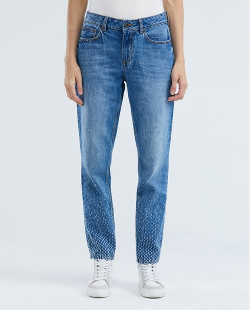 Jean de Mujer Low Rise, Rusty, Boot Cut - Azul Medio Vintage + Rotos