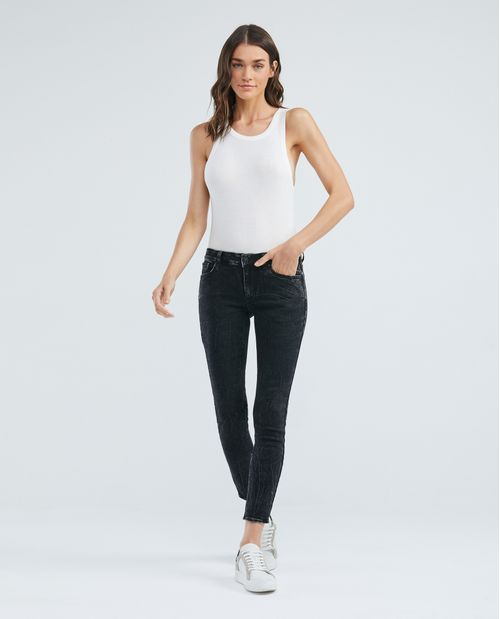 Jean de Mujer Low Rise, Rusty, Bota Skinny - Gris Oscuro