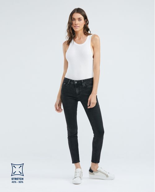 Jean de Mujer High Rise, Cosmo, Bota Skinny - Gris Vintage
