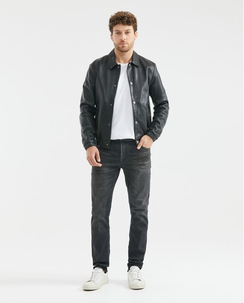 Jean de Hombre Straight Fit, Morrison, Bota Slim - Gris Oscuro Efecto Ahumado
