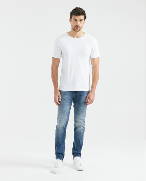 Jean de Hombre Straight Fit, Morrison, Bota Slim - Azul Medio