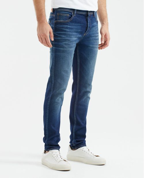 Jean de Hombre Super Slim Fit, Rider, Bota Slim - Azul Oscuro Vintage