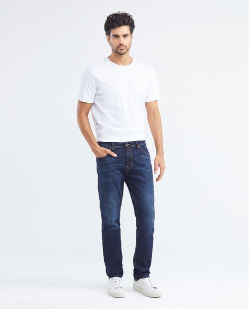 Jean de Hombre Straight Fit, Morrison, Boot Cut -  Azul Ultra Oscuro Detalle en Cuero