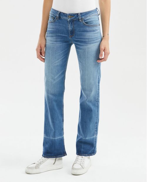 Jean de Mujer Low Rise, Rusty, Bota Relaxed - Azul Medio