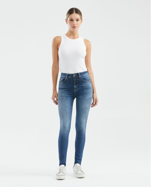 Jean de Mujer Super High Rise, High Cosmo, Bota Skinny - Azul Medio