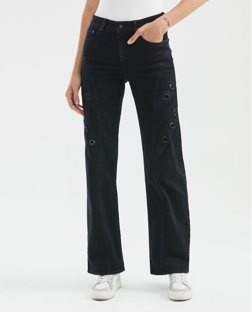 Jean de Mujer Super High Rise, High Cosmo, Boot Cut - Azul Ultra Oscuro Black & Blue