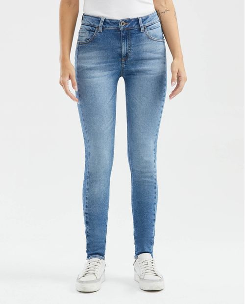 Jean de Mujer High Rise, Cosmo, Bota Skinny - Azul Medio Corte en Pierna