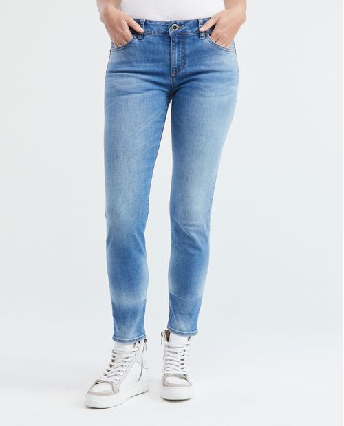 Jean de Mujer Low Rise, Rusty, Bota Skinny - Azul Medio