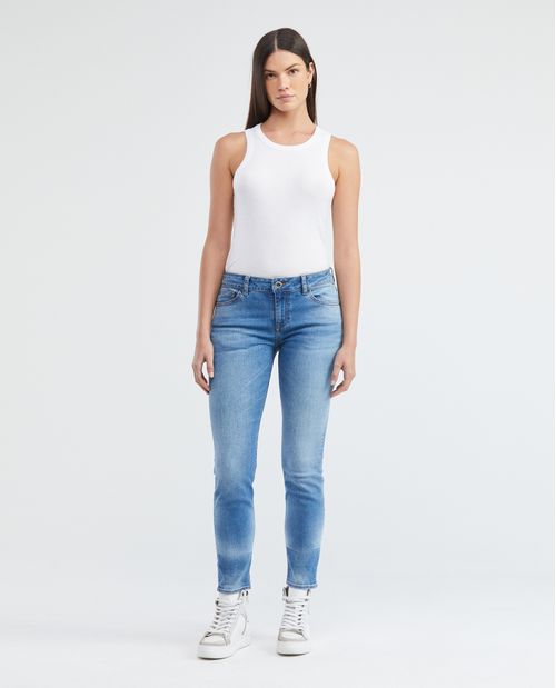 Jean de Mujer Low Rise, Rusty, Bota Skinny - Azul Medio
