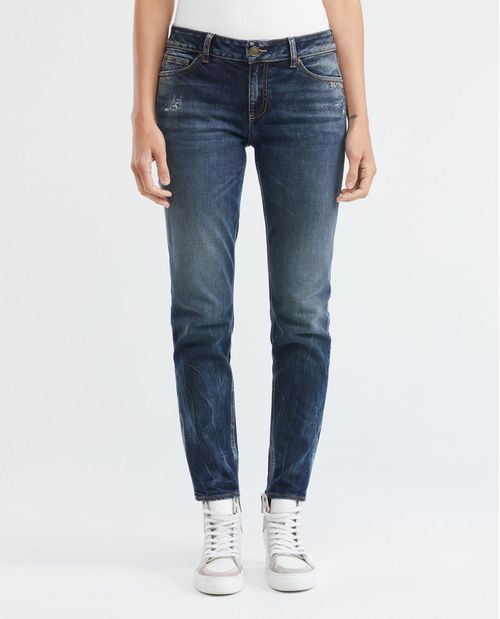 Jean de Mujer Low Rise, Rusty, Bota Skinny - Azul Oscuro Vintage