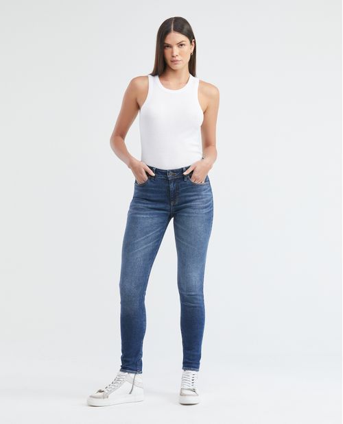 Jean de Mujer High Rise, Cosmo, Bota Skinny - Azul Medio