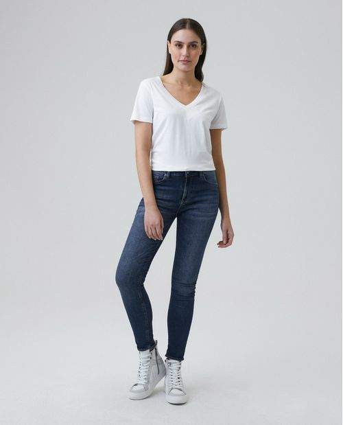 Jean de Mujer High Rise, Cosmo, Bota Skinny - Azul Medio
