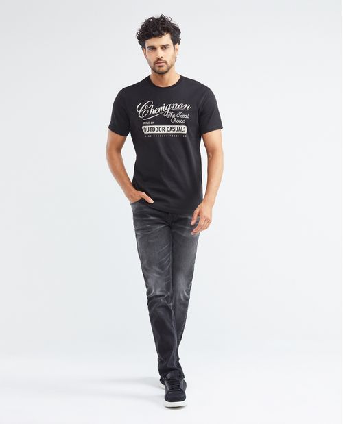 Camiseta Gráfica de Hombre, Slim Fit Cuello Redondo - Estampación Textil