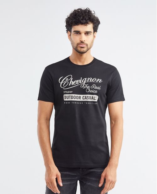 Camiseta Gráfica de Hombre, Slim Fit Cuello Redondo - Estampación Textil